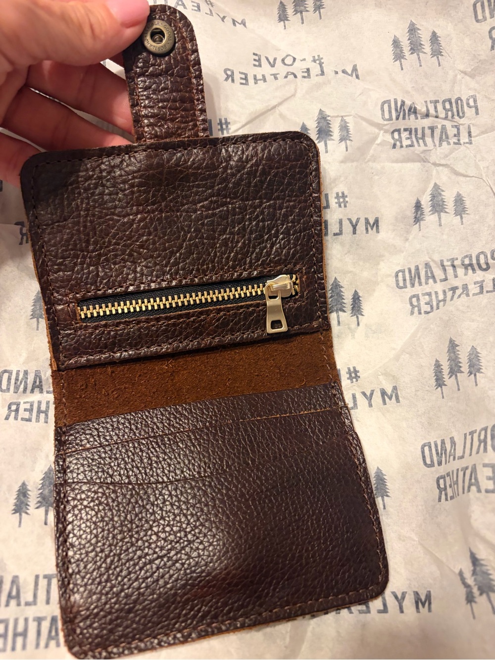 Brown Textured Leather Snap Wallet - Picture 2 of 2